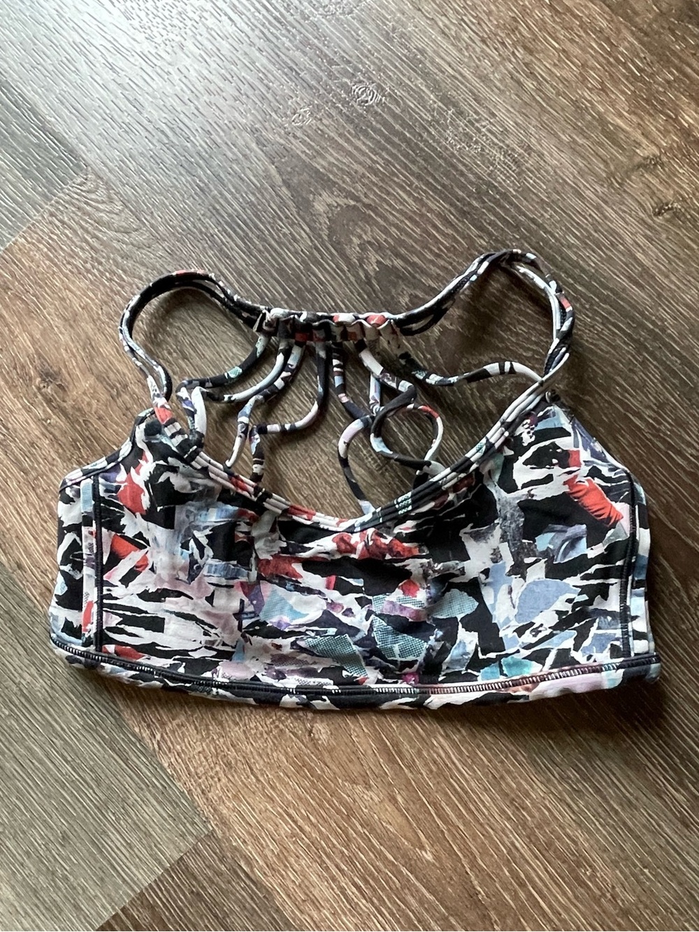Lululemon Lighten Up Bra in a Culture Clash Multi Color Strappy Sport Bra Size 4